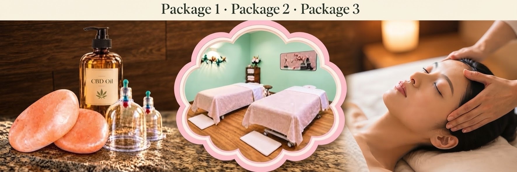 Couples Head Spa + Massage Packages — Package 1 · Package 2 · Package 3