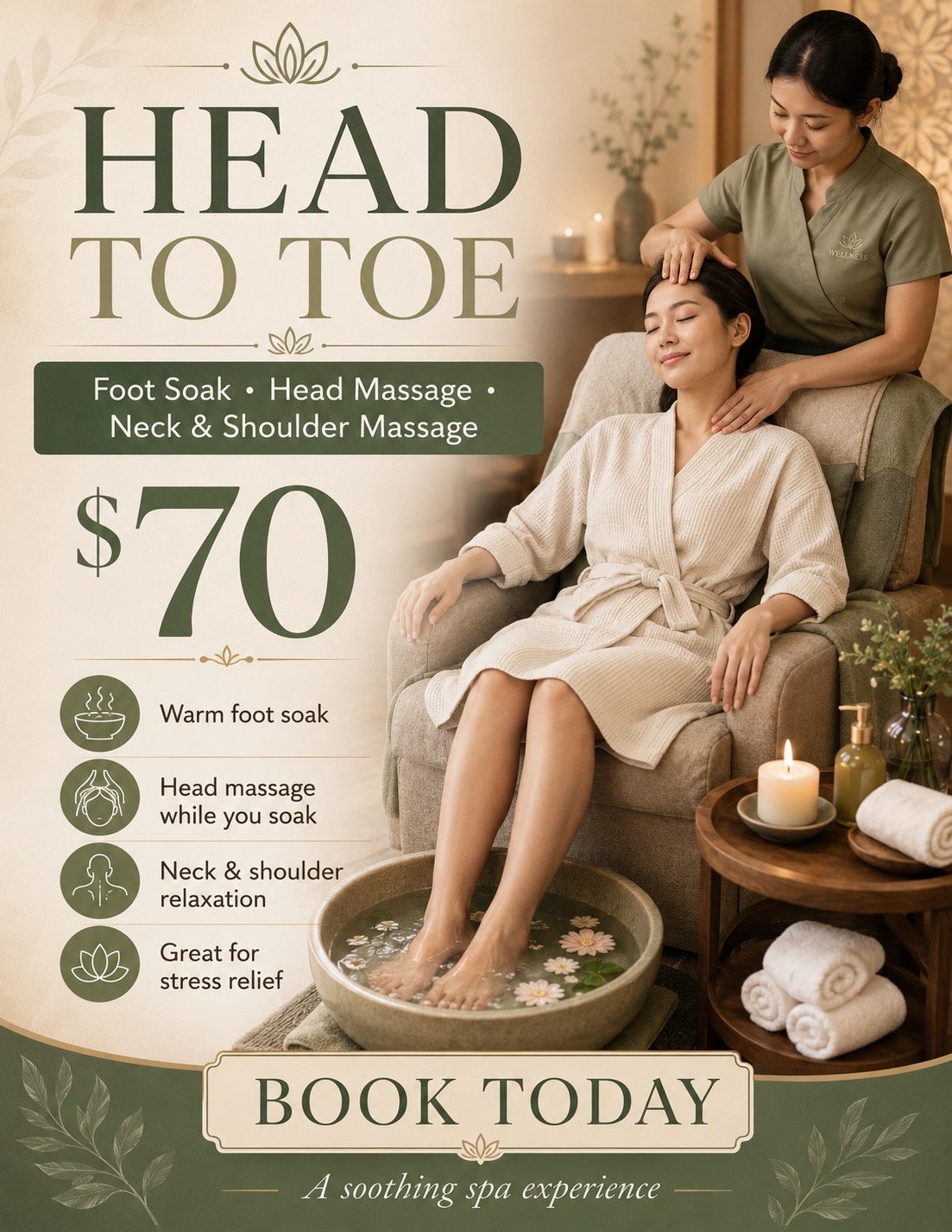 Foot Massage (herb soak)