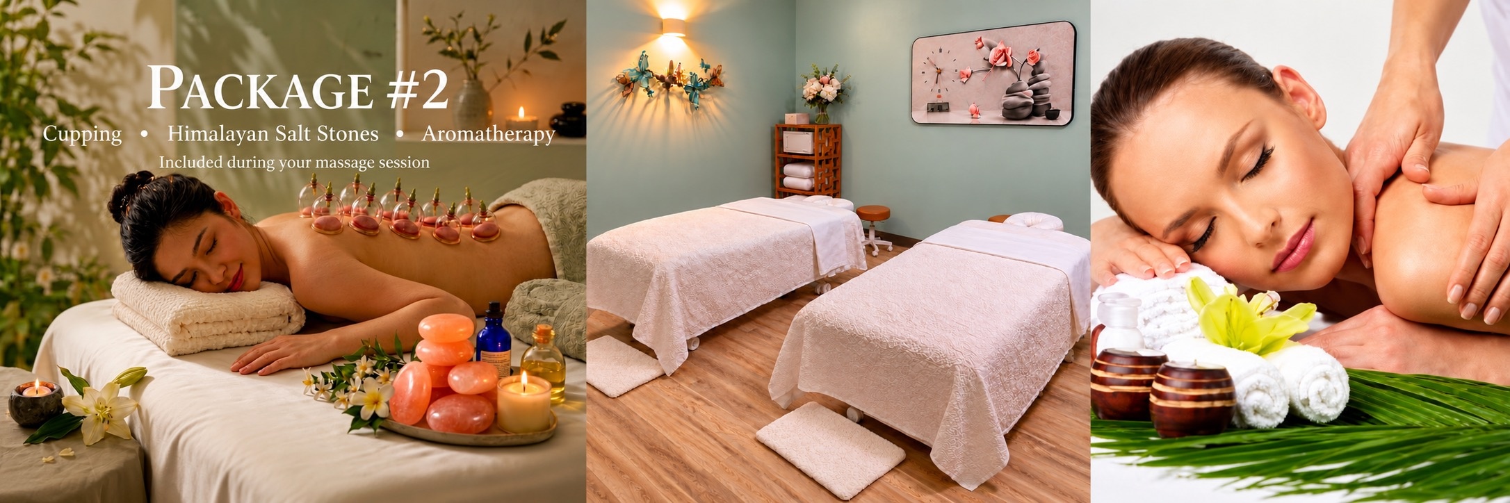 Couples Body Massage + Package #2 — Cupping, Himalayan Salt Stones and Aromatherapy