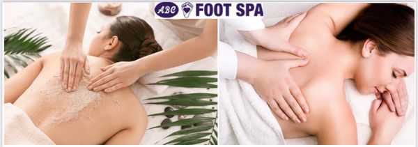 60 minutes glow up Swedish and back scrub at ABC Foot Spa